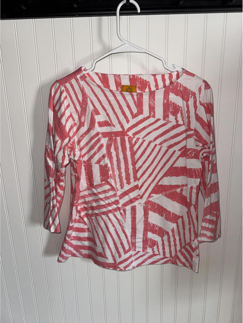 Ruby Rd. Medium Pink and White Geometric Pattern Cotton Spad